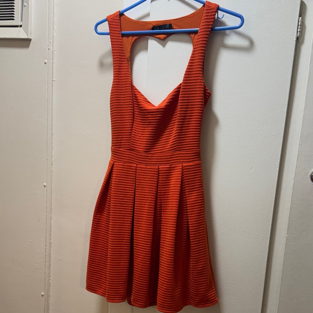 Love Culture Striped Orange Backless Dress